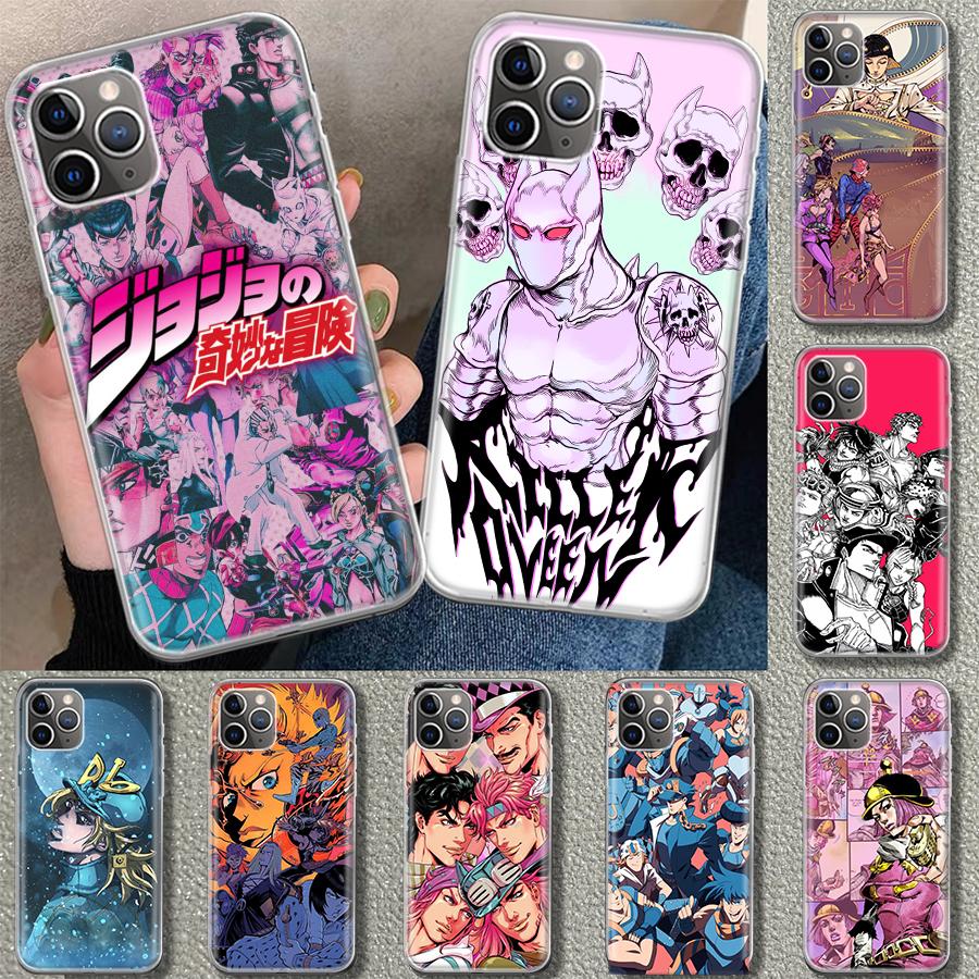 JOJO Anime Cartoon Phone Case Cover For iPhone 11 12 13 Mini 14 15 Plus 16 Pro Max 17 Air 7 8 + SE Art Customized Fundas 11 12 1