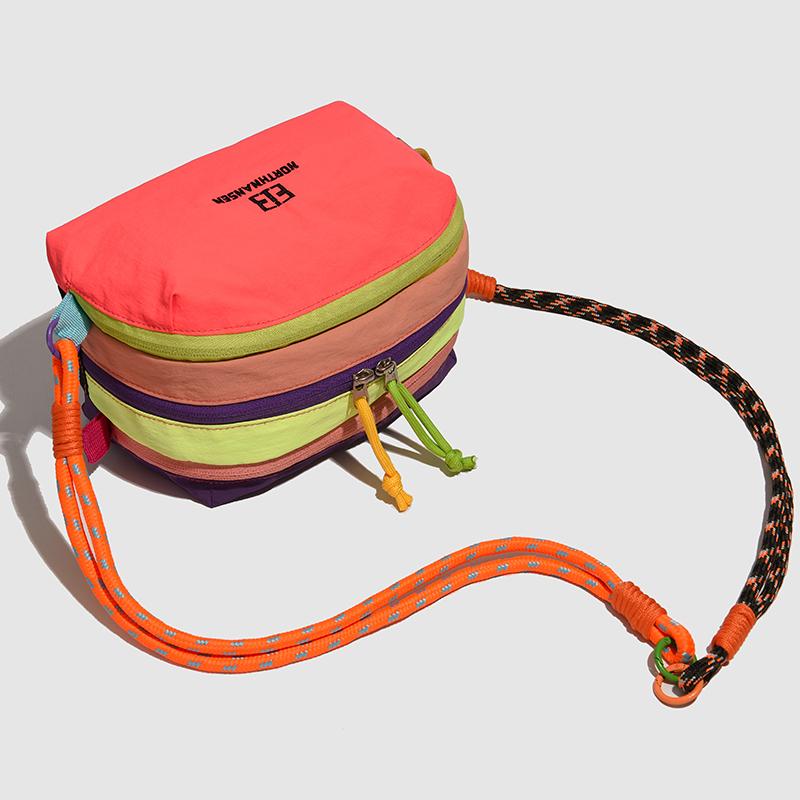 Spliced Contrast Shoulder Bag Multi-compartment Large Capacity Waterproof Crossbody Bag