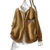 Women's Yellow Cotton Cardigan with Pockets - 2026 Spring Collection, Artistic & Lazy Style Knitwear