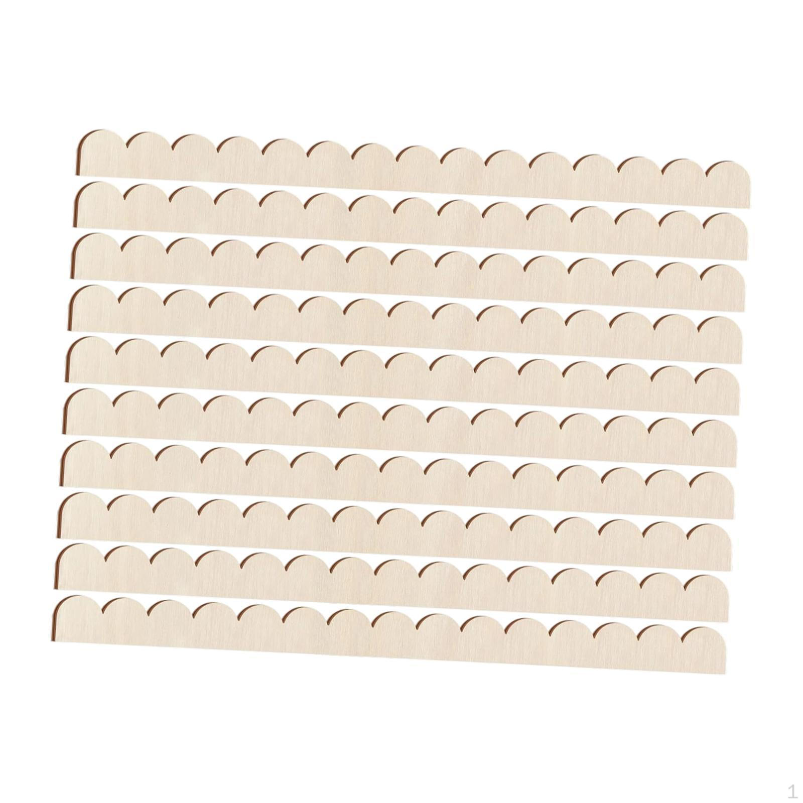 

10 Pcs Decorative Wood Fan Shape Mouldings, Cute Unfinished Moldings for Nursery Door 40cmx3cmx0.3cm