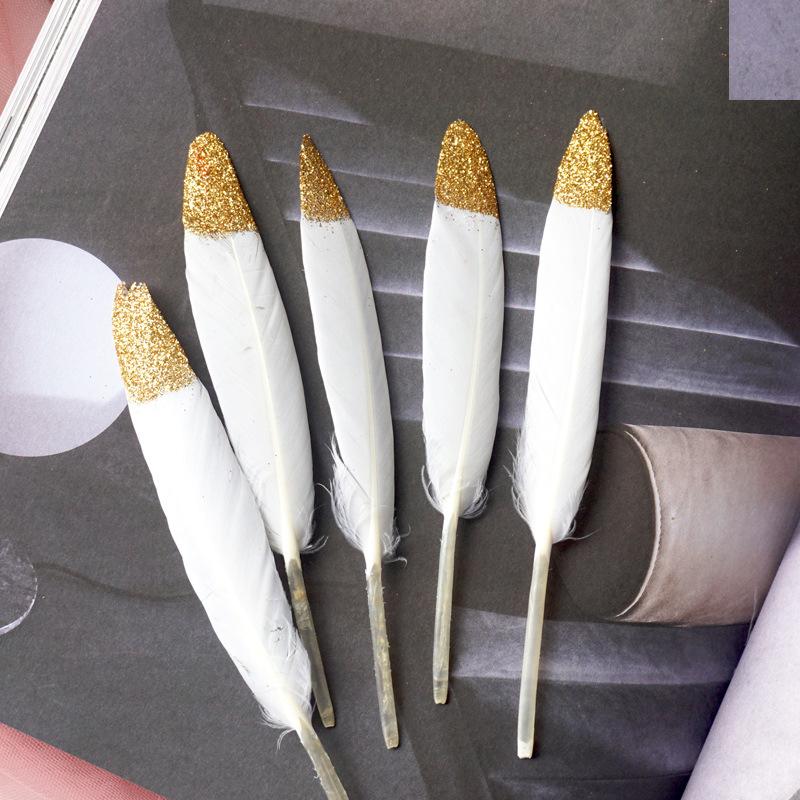 Golden Feather Decoration Handmade Crafts Photography Props Background Spray Gold Feather Decoration Material