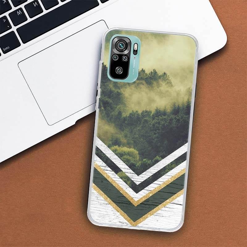 Forest Geometry Wood Nature Phone Case For Xiaomi Redmi Note 10 Pro Max 10S 9 9S 9T 8 8T 11T 11S 11 5G 11E 7 6 5 4X Coque Cover