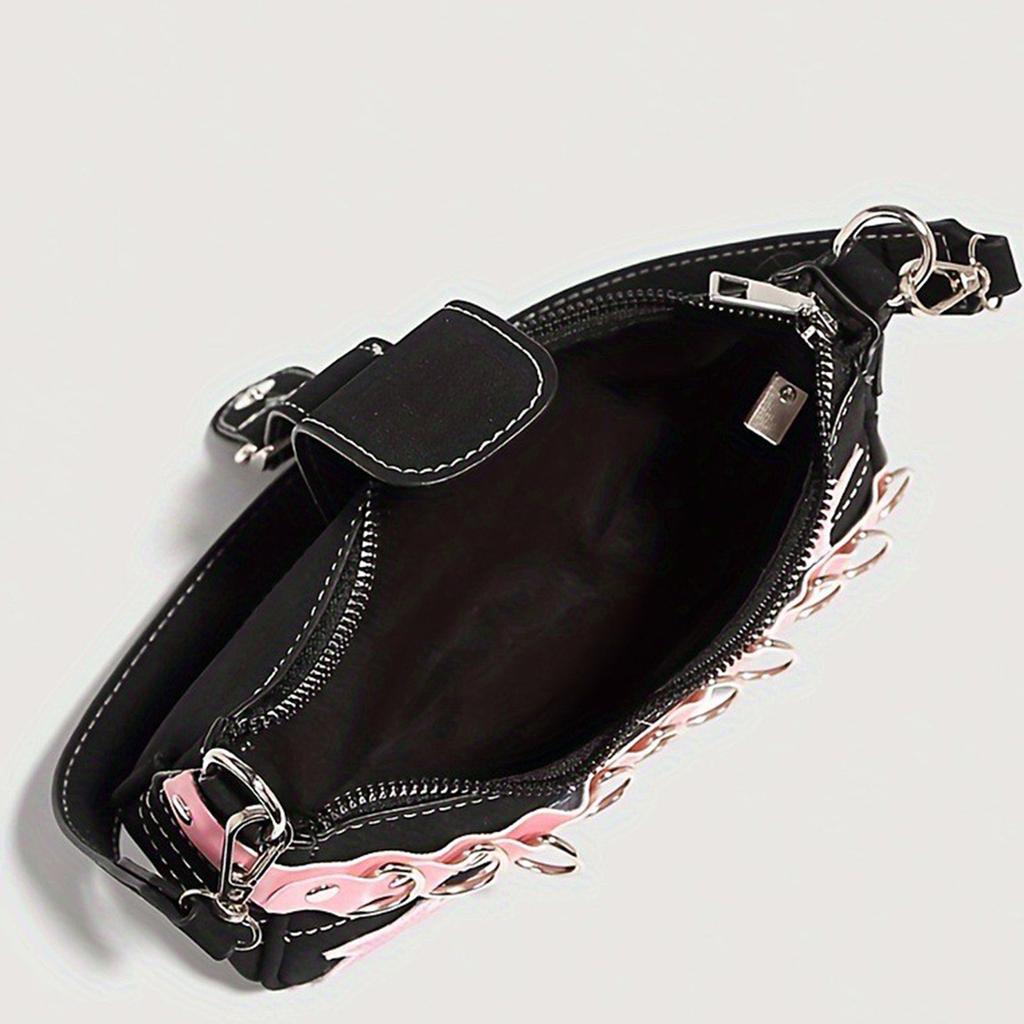 Lokomotivveske Design Kul Kjekk Flerlommers Svart Allsidig En Skulder Crossbody-veske Farge Spicy Girl Kjedeveske