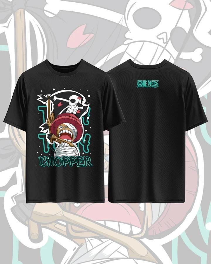 One Piece Chopper Anime Printed Pure Cotton Tshirt for Men and Women Casual Fashion Oversized Anime Peripheral Clothing Tshirt