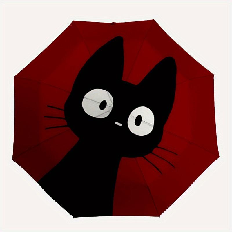 1pc Cat Circle Automatic Open/close Folding Compact Cute Umbrella, 8-Rib Sturdy Canopy, Lightweight Portable, Commuting Use, Gift, 080