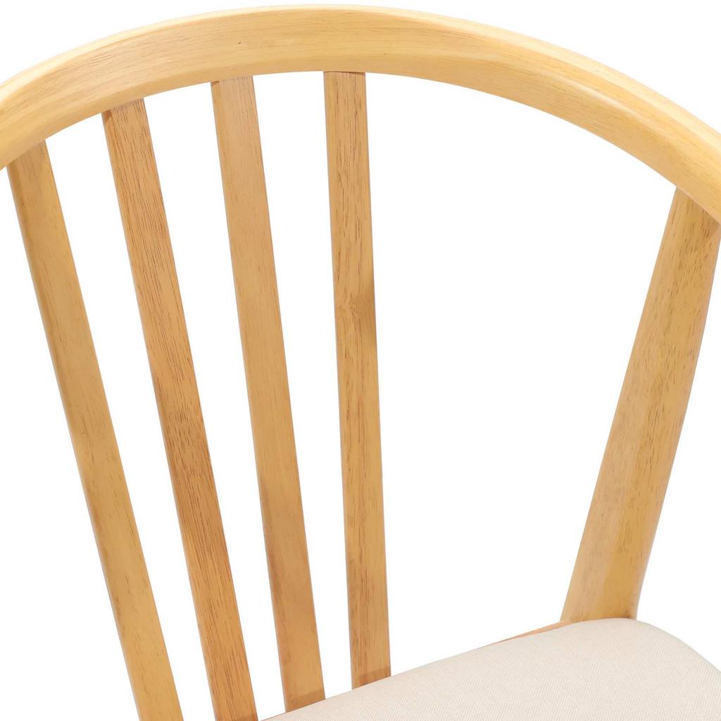 Dining Chair Set of 2 Natural Light Color Solid Rubberwood