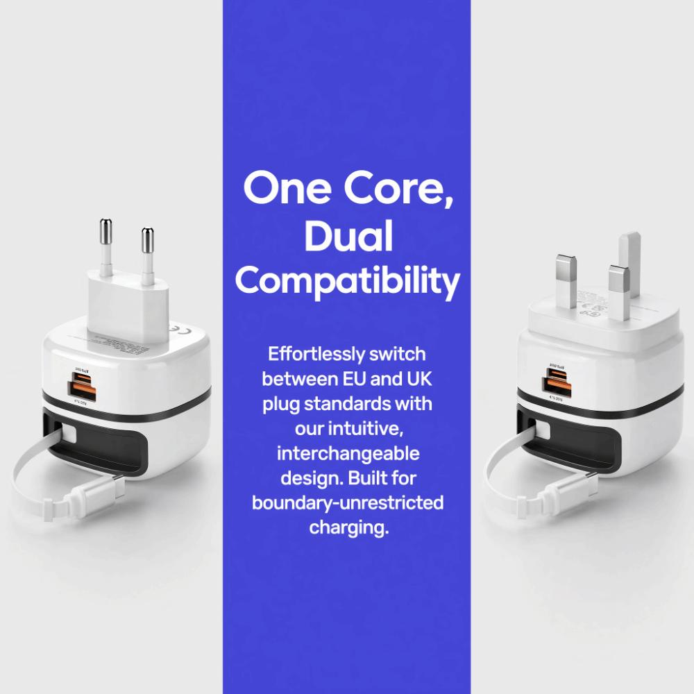 EU UK US Plug 65W Fast Charger Foldable Foot Universal Travel Adapter Universal USB-C Devices