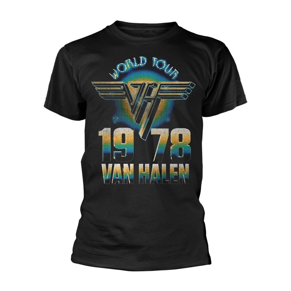 VAN HALEN - WORLD TOUR  78 BLACK T-Shirt Medium S