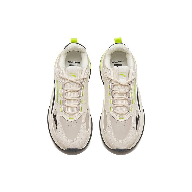 Anta Millennium 5.0 Leather Lightweight Durable Low-Top Sports Casual Shoes Women sneaker Gray White Yellow 122248890-2