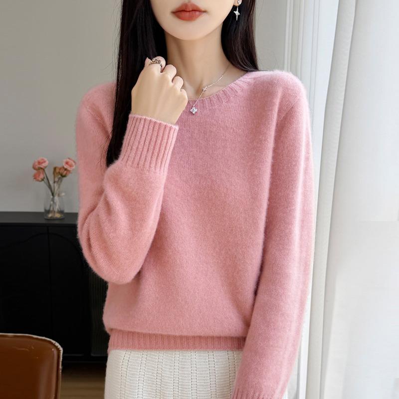 2026 A/W Pure Wool Thick Round Neck Solid Sweater
