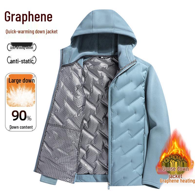Men's & Women's Hooded Graphene Down Jacket - 90% Goose Down, Lightweight, Fashionable, Warm, Casual Couple Style for Autumn/Winter