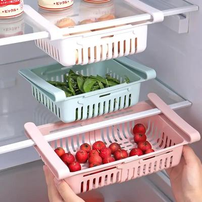 Panier de Rangement Réfrigérateur Multifonctionnel Rétractable Séparateur de Réfrigérateur Support de Rangement Rangement de Cuisine