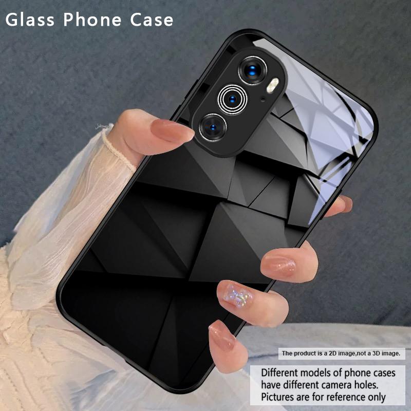Dark geometric texture For Motorola Moto Edge 20 Lite 30 Pro 40 Neo 50 Ultra G14 G22 G24 Power 34 G35 X30 Pro Glass Phone Case