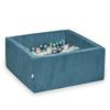Dry Pool 90x90x40 Corduroy Blue 400 Balls: Pearl, Silver, Light Gold, Metallic Turquoise