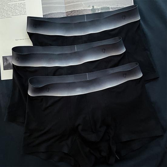 Men Boxer Underwear Letter Print Gradient Color Design Shorts Briefs Mid-rise Elastic Waistband