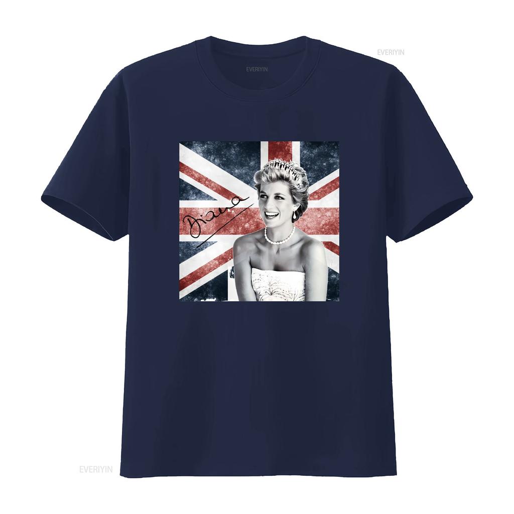 New Popular Princess Diana Lady Funny T Shirt White Men All Size British Flag Design Vintage Washed Slightly Designer Clothes