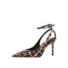 Fashion French Empty Sexy Leopard-print Stiletto Temperament High Heels Women 2025 New Niche Design Feeling Bag Head Sandals