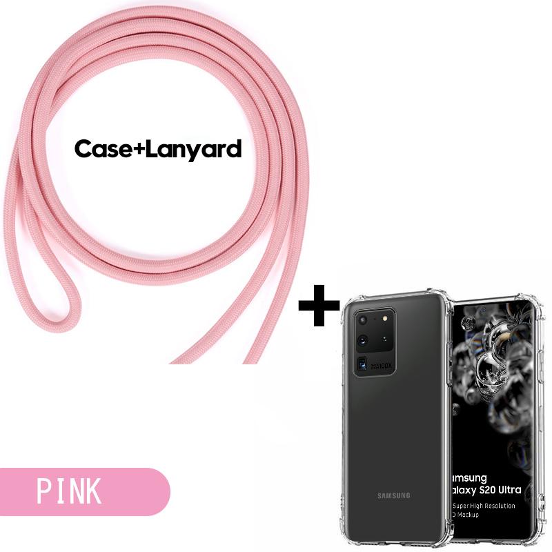 

Neck Strap Lanyard Cord Rope Transparent Phone Case For Samsung S24 S23 S22 Plus S21 FE S20 Ultra S10 Soft Silicone Cover For S10&Case & Strap