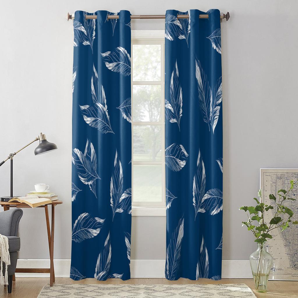 Leaves Hand Painted Watercolor Window Curtains for Living Room Bedroom Curtain Modern Kitchen Blinds Drapes Curtains