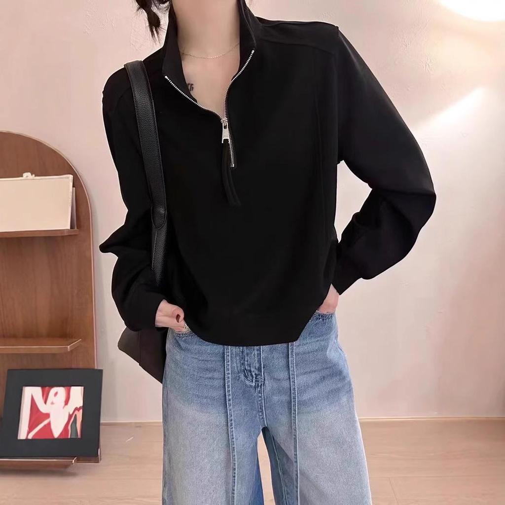 Women's Loose Half-Zip Sporty Sweatshirt - Early Spring 2025 Korean Style