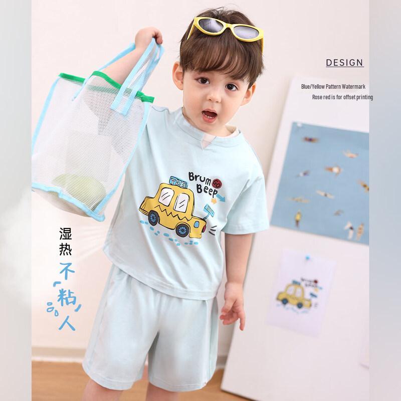 LUSON Baby Boys  Summer Faux Two-Piece Sport Set 80