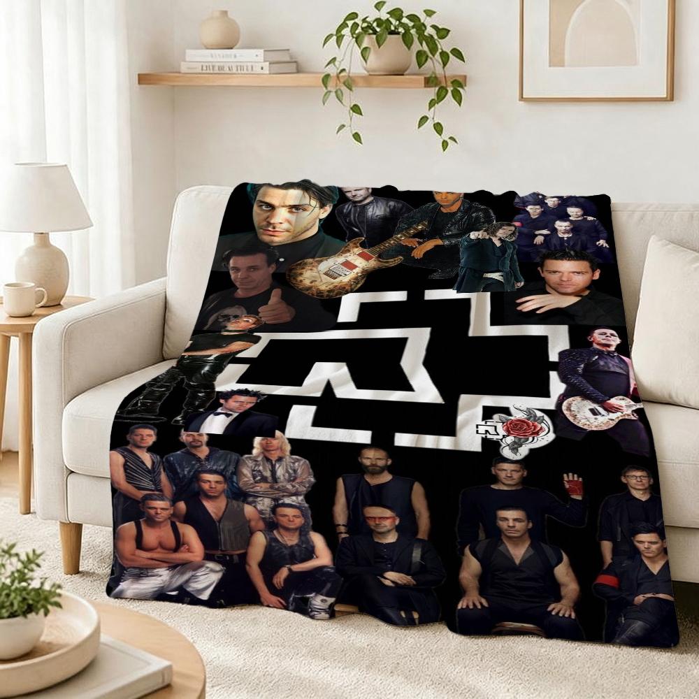Rammstein Dark Industrial Band Portraits Theme Blanket Skinfriendly Warm Throw Blanket For Bedroom Bed Sofa Lightweight Home Decor Halloween Gift