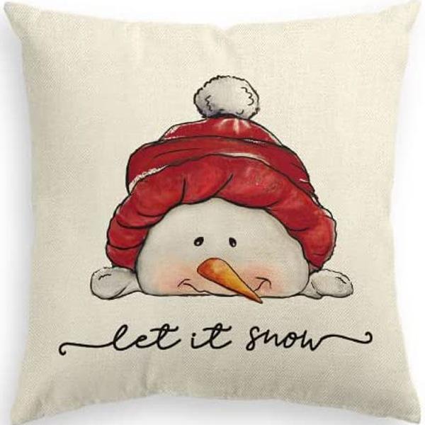 Neuer Weihnachts-Kissenbezug Elch Schneeflocken Festliche Dekoration Zuhause Sofa Wohnzimmer Kissen Kissen