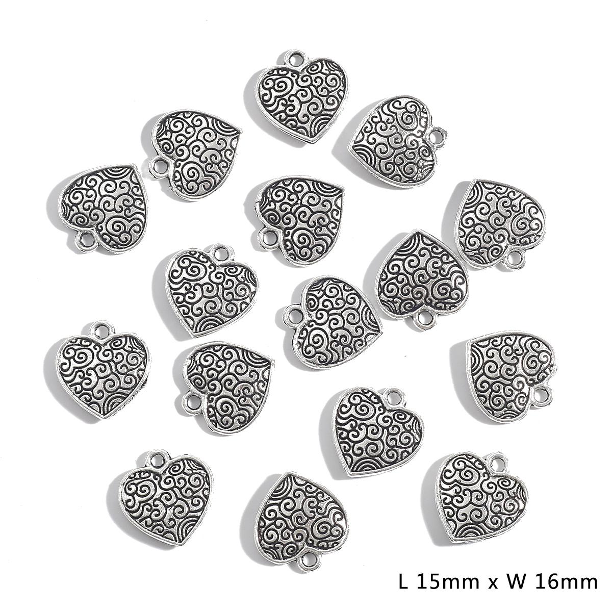 

10-50 шт. подвеска в форме сердца любви, модный металлический серебряный шарм для DIY ожерелья, браслетов, аксессуаров для изготовления ювелирных изделий 07 15×16mm 10pcs серебряный