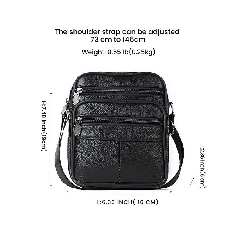 Men's Genuine Leather Vertical Crossbody Messenger Bag