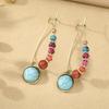 Boucles d'oreilles pendantes ethniques minimalistes vintage avec perles colorées pour fête de vacances pour femmes, cadeaux de vacances, accessoires commémoratifs