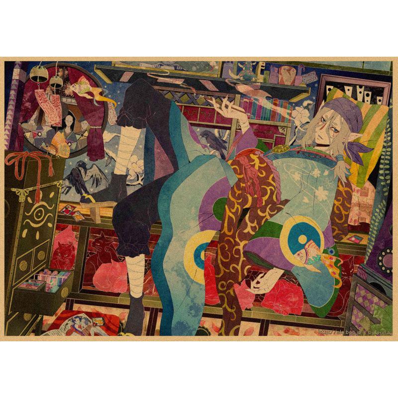 Retro Ukiyo-e Sea Monster Cat Anime Poster