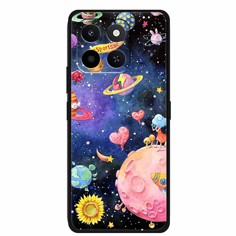 3D Emboss Case For Honor Play 10T 400 Smart 4G 5G Relief Flower Back Cover Black TPU Silicone Soft Case For Honor X7d 4G 5G Para