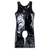 Sexy Men One-piece Tight Crotchless Underwear Shiny Leather Wrestling Singlet Jockstrap Bodysuit Swimwear