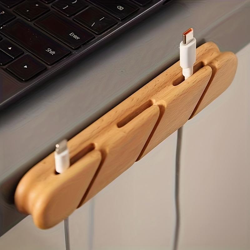 1PC Solid Wood Cable Clip-on Cable Organizer, Suitable for USB Charging Cables, Power Cords, and Mouse Cables. Wooden Cable Holder, Cable Organizer.