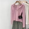 Damen Koreanischer Rosa Kapuzen-Strick-Cardigan-T-Shirt - Herbst/Winter 2025 Kollektion, Vielseitig als Innenlage oder Oberbekleidung