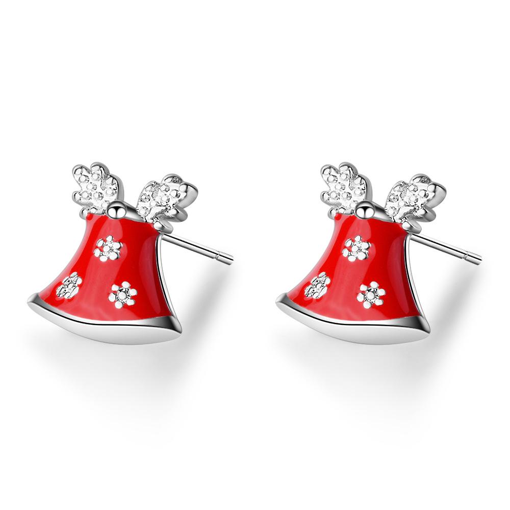 Furry Autumn & Winter Snowflake Bell Stud Earrings for Women - Christmas Jewelry Collection