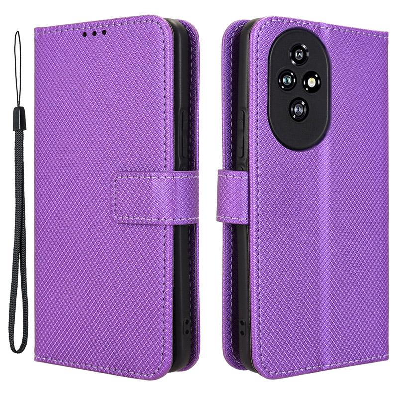 For Honor 200 5G Protective Case Diamond Texture Leather Phone Cover with Wallet