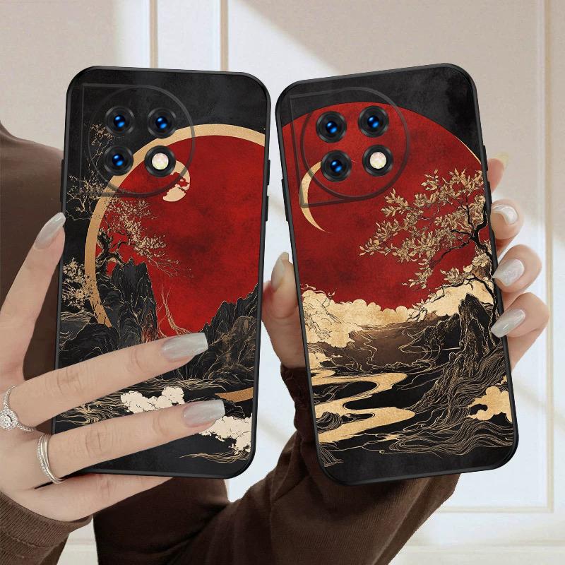 Sunset Black River For Oneplus 8T 9 9R 10 Pro 11 12 13 13R 5G ACE 5 Nord2 4 CE 3 4 Lite N20 SE N200 silicone soft phone case