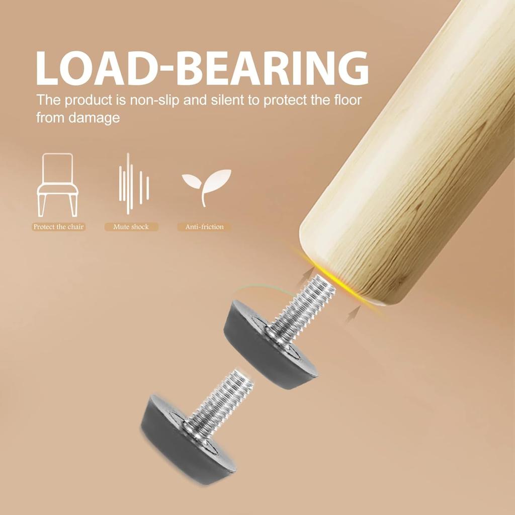 DOITOOL 100pcs Table and Chair Mats Black Metal Table Legs Leveling Feet Screw in Furniture Feet Levelers Furniture Levelers Leveling Screws