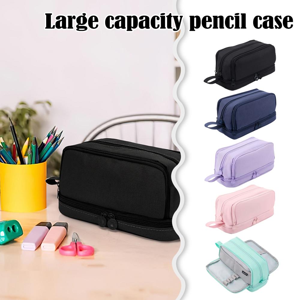 Large capacity stationery case, durable oxford cloth pencil case, portable organizer for school, office and university supplies