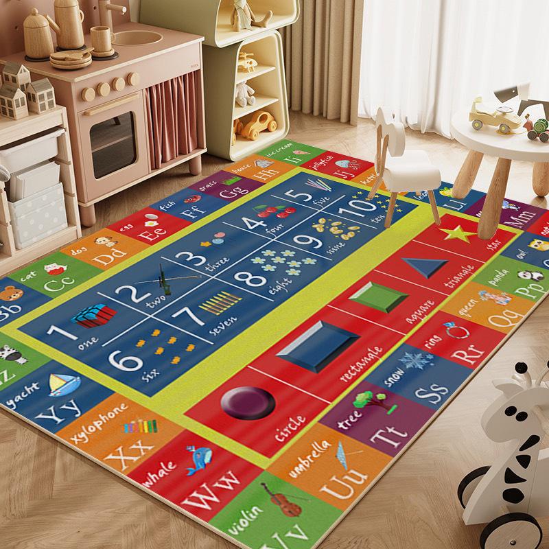 Baby Climbing Mat Household Full Of Dirt-Resistant Washable Crystal Velvet Carpet Kindergarten Children'S Early Education Game Carpet