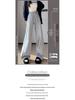 Women's Off-White High-Waisted Wool Wide-Leg Pants - Autumn/Winter 2025, Warm Slimming Floor-Length Casual Trousers