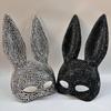 Crystal Studded Rabbit Ear Mask Full Acrylic Rhinestone Rhinestone Face Mask  Party and Cosplay