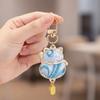Metal Lucky Cat Keychain Double-sided Retro Lucky Keychain Little Cat Small Keychain  Decoration