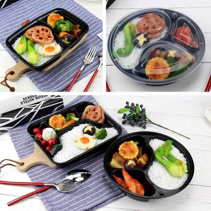 Disposable 3-Compartment Round Takeaway Meal Containers
