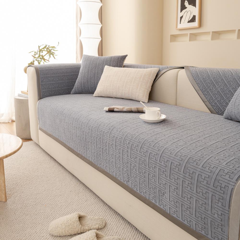 Fresh Sofa Cushion Four Seasons Universal Chenille Cushion Leather Sofa Cover All-Inclusive Universal Cover Cloth Backrest Towel