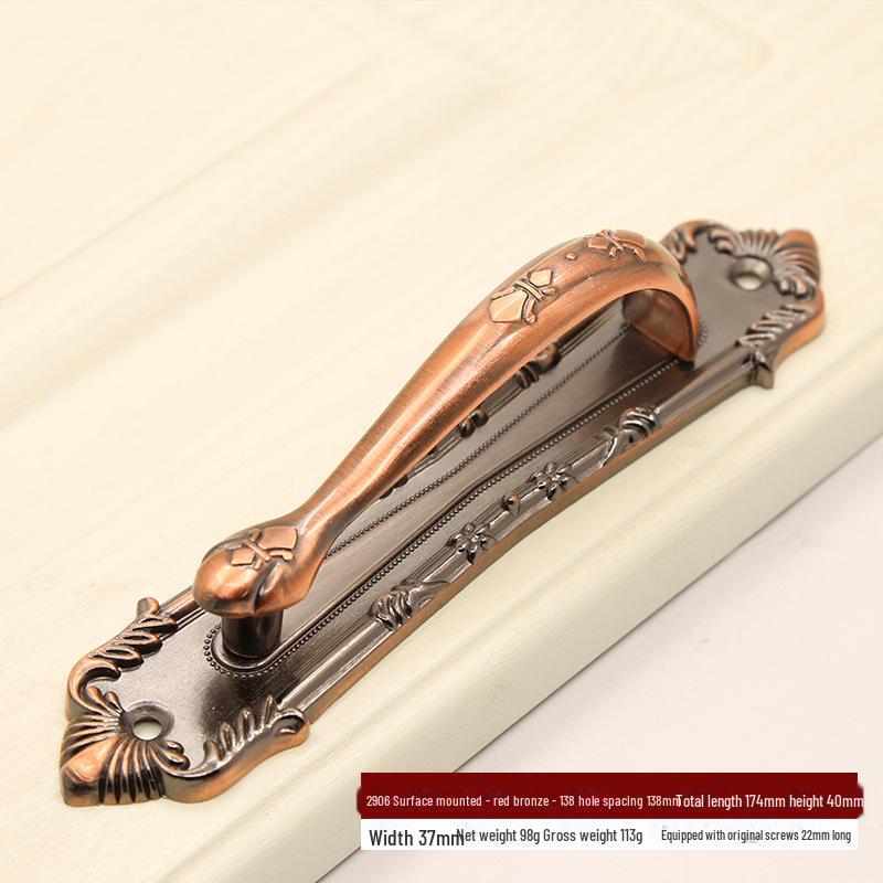 Antique Copper Exposed Barn Door Handle: Punch-Free Heavy-Duty Design for Wooden Doors