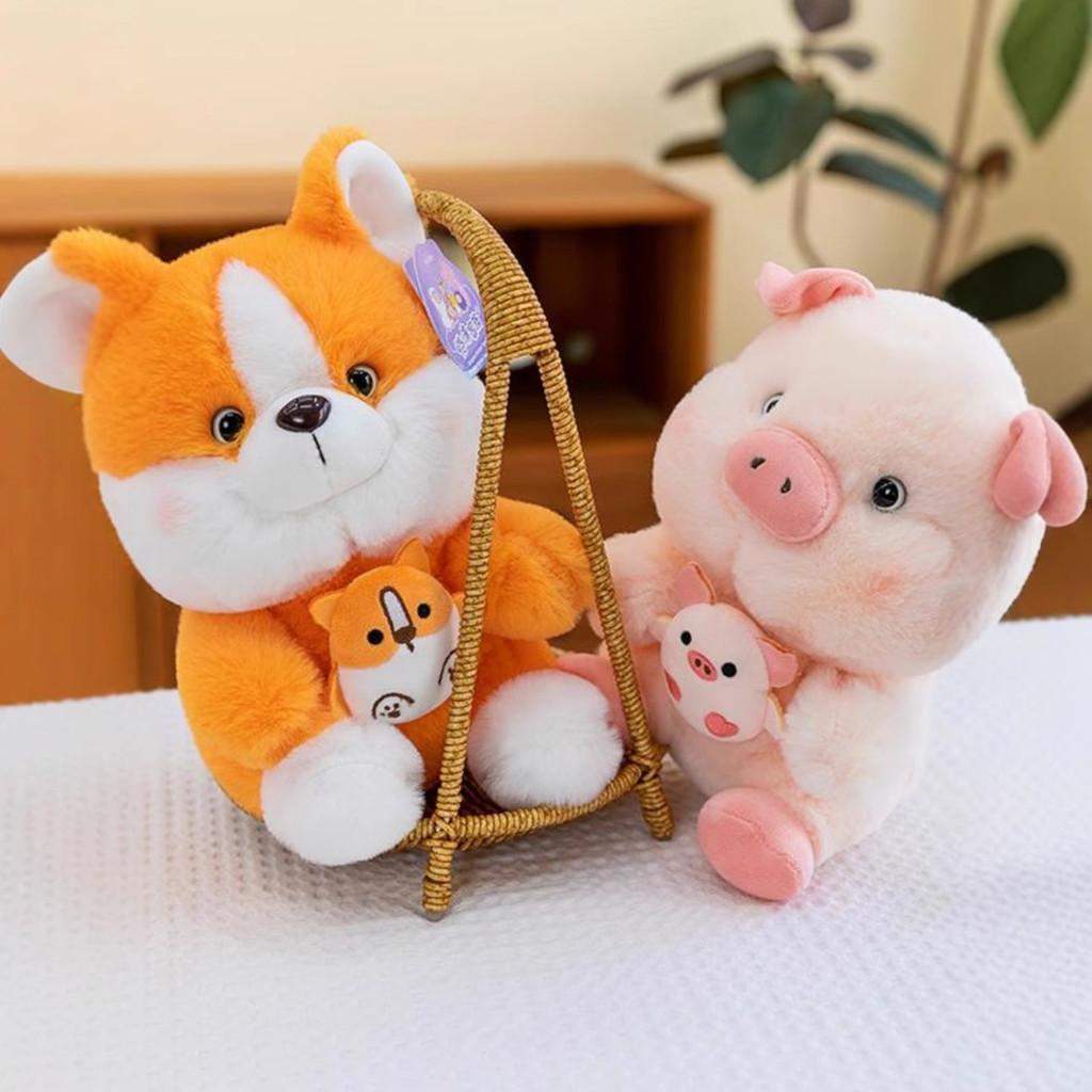 Animal Plush Toy Cartoon Fox Corgi Stuffed Doll Girl Children Birthday Gift