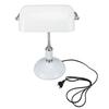 Bankers Table Lamp White Glass Vintage Style Desk Lamp with Retro Pull Chain Switch Reading Table