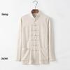 Men's Bamboo Cotton & Linen Retro Tang Suit Shirt for Spring/Summer - Long-Sleeved Kung Fu Tai Chi Tea Service